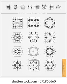 Set of minimal geometric monochrome shapes. Business signs, labels, trendy hipster icons and logotypes. Religion, philosophy, spirituality, occultism symbols collection