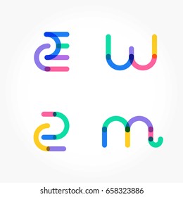 Conjunto de formas geométricas multicolor mínimas. Iconos y logotipos hipster de moda. Símbolos, etiquetas, insignias, marcos y bordes de los signos comerciales
