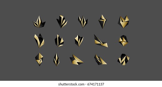 Set of minimal geometric multicolor shapes. Trendy hipster icons and logotypes. Business signs symbols, labels, badges, frames and borders 