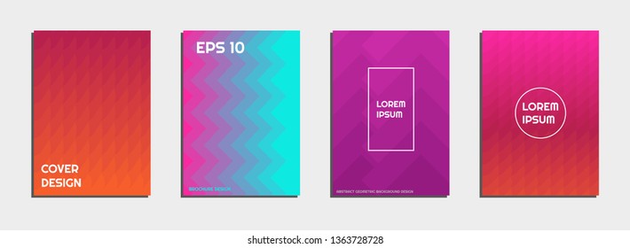 Set of minimal geometric pattern gradients. For design covers, posters, flyers, business cards.