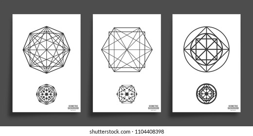 Set of minimal geometric shapes design for cover, printing products, flyer, logotype, brochure or wall decor. Vector illustration.