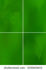 Establezca el diseño de las cubiertas verdes mínimas A4. Patrones vectoriales abstractos de fondo. Gradientes lisos y coloridos. Plantillas de folletos, folletos, presentaciones, folletos y revistas