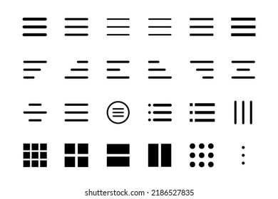 Set of minimal hamburger menu icons. Vector set of menu button elements with different options for business.