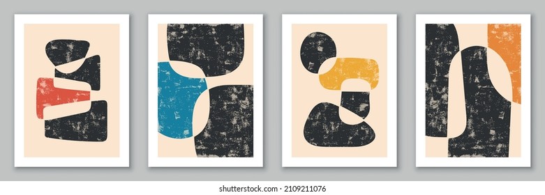Set of minimal hand drawn geometric backgrounds. Design for poster, wall decoration, cover. EPS10 vector template with simple shapes