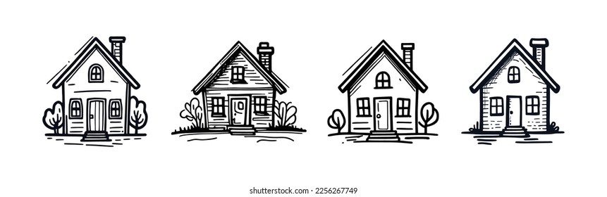 set of minimal house icon - web homepage symbol - website vector sign