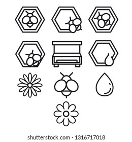 set of minimal icons beekeeping theme