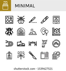 Set of minimal icons. Such as Tanktop, Shapes, Fly, Scalpel, d printing, Tyre, Lithotherapy, Location pin, d printer, Card, Footwear, Dinning table, Bikes, Resume , minimal icons