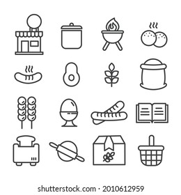 Set of minimal kitchen tools or cooking icon. Cute food concept isolated modern outline on white background