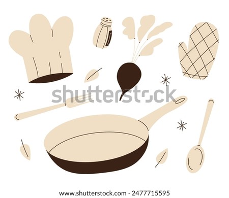 Set of minimal kitchen tools for your design. Flat vector illustration for your design.