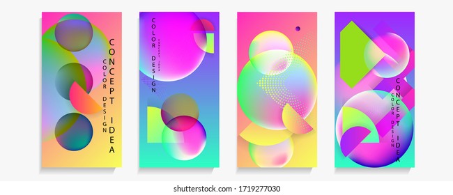 Set von minimalen Layoutkollektionsplakaten mit Formlinien und leuchtenden Farben Sommermooddesign für Social-Media-Text