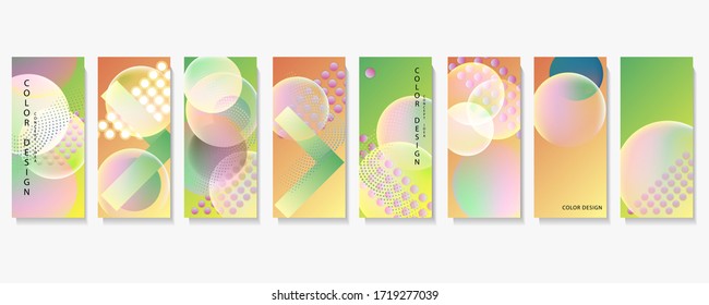 Set of minimal layout collection posters with shape lines and dots vibrant colors summer mood design for social media text