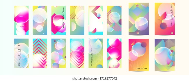 Conjunto de carteles de la colección de diseño mínimo con líneas de forma y colores vibrantes diseño de humor de verano para texto de medios sociales