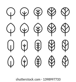 Set of minimal leaf line icon.