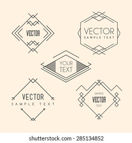 Set of Minimal Line Art Geometric Vintage Labels. Vector Illustration