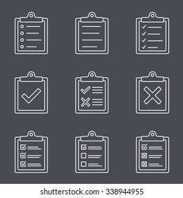 Set of minimal line icons of check list, vector eps10 illustration