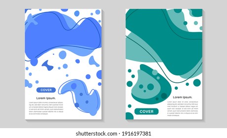 Set Minimal Liquid Abstract Blue Green Cover Template Design. Fit For Poster, Banner, Flyer, Brochure, or Cover.