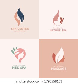 Set Of Minimal Logo In Woman Face Design, Perfect For Hair Salon, Skincare Product, And Spa Center Branding