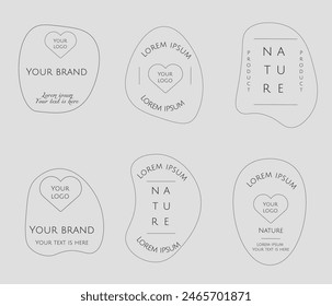 Set Minimal Logos Design Templates in simple style - Vector Abstract Badges in pastel colors, social media stickers	
