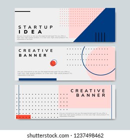 Set of minimal Memphis design start-up banner vector