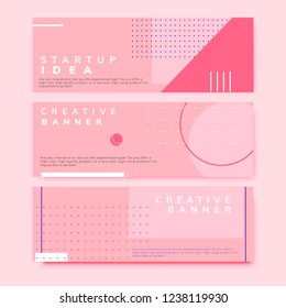 Set Of Minimal Memphis Design Start-up Banner Vector