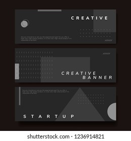 Set of minimal Memphis start-up creative banner vector