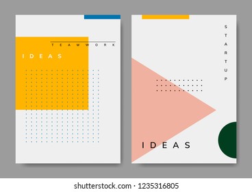 Set of minimal Memphis start-up poster vector
