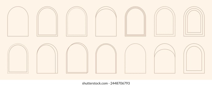 Conjunto de arco lineal estético moderno mínimo, Ilustración vectorial de marco