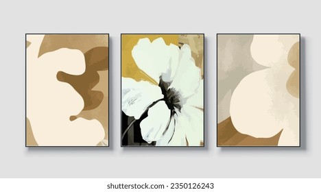 Set of minimal modern geometric design posters, vector templates with primitive shape elements, modern hipster style