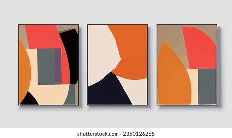 Set mit minimalen, modernen geometrischen Design-Plakaten, Vektorvorlagen mit primitiven Formelementen, modernster Hipster-Stil