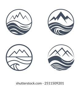 conjunto de vetor de logotipo de montanha mínima