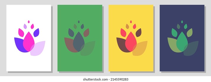 A set of minimal posters with a composition of abstract organic shapes in a trendy modern collage style. Vector illustration. Symbol of yoga, limits, and a healthy lifestyle
