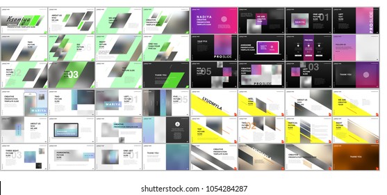 Set of minimal presentations, portfolio templates. Simple elements on white and black background. Brochure cover vector design. Presentation slides for flyer, leaflet, brochure, report, advertising