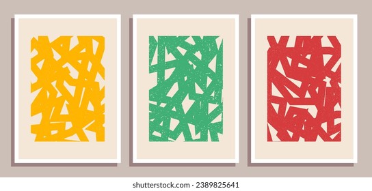 Set of minimal retro geometric design posters. Set of contemporary art wall decoration. Geometric shapes poster cover background.