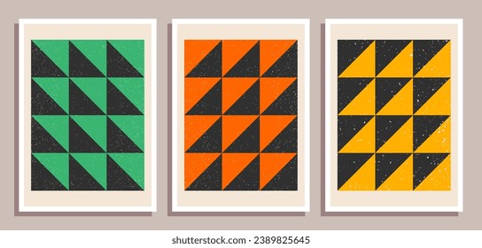 Set of minimal retro geometric design posters. Set of contemporary art wall decoration. Geometric shapes poster cover background.