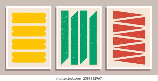 Set of minimal retro geometric design posters. Set of contemporary art wall decoration. Geometric shapes poster cover background.