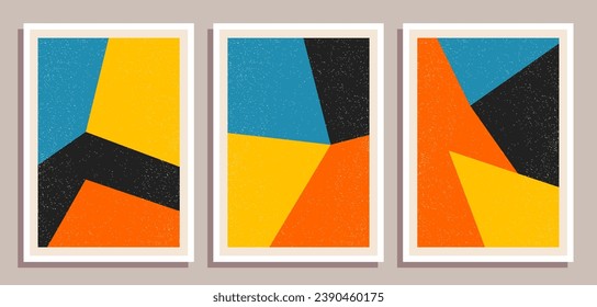 Set of minimal retro geometric design posters. Set of contemporary art wall decoration. Geometric shapes poster cover background.