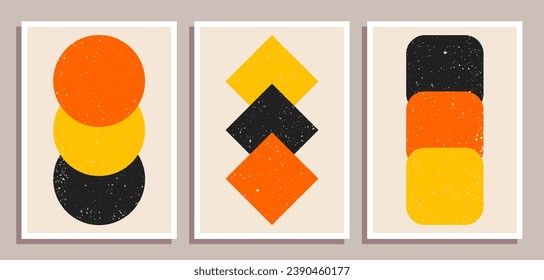 Set of minimal retro geometric design posters. Set of contemporary art wall decoration. Geometric shapes poster cover background.