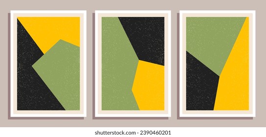 Conjunto de afiches de diseño retro mínimo. Decoración de arte contemporáneo en las paredes. Fondo de portada de afiches de formas geométricas.