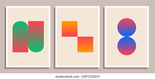 Set of minimal retro geometric design posters. Set of contemporary art wall decoration. Geometric shapes poster cover background.