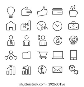 Set of Minimal Simple Business Thin Line Icons on White Background.