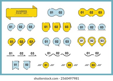 set of minimal simple flat style numbers point label icon tag sticker in pastel colors. For business, study, diary, presentation, infographic, planner, calendar, brochure and memo