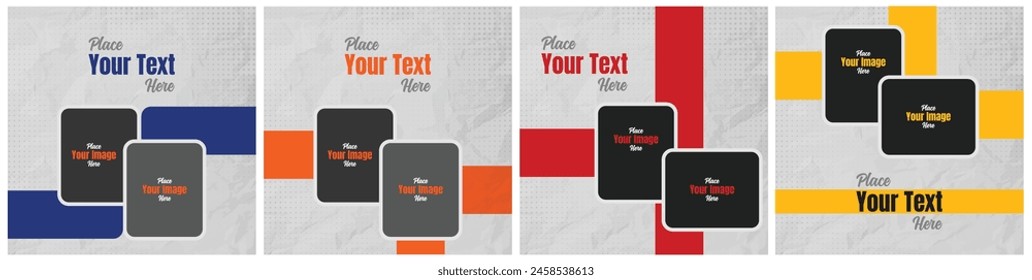 Set of minimal square banner template. Background color with stripe line shape. Business square social media banner, web banner template. Corporate Promotional banner for social media post.