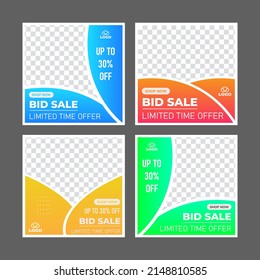 Set of minimal square sale banner template with space of image. Suitable for social media posts and web internet ads, advertising banners
