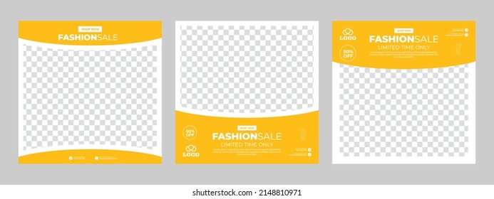 Set of minimal square sale banner template with space of image. Suitable for social media posts and web internet ads, advertising banners