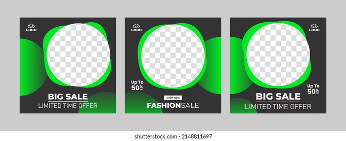 Set of minimal square sale banner template with space of image. Suitable for social media posts and web internet ads, advertising banners