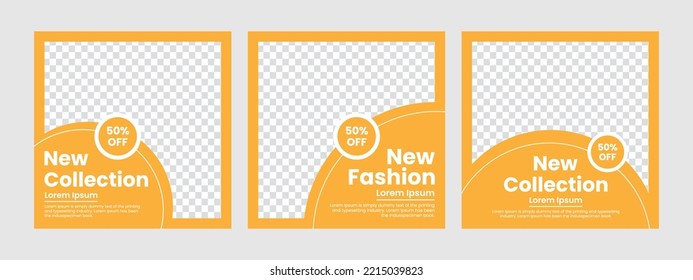 Set of minimal square social media banner template. Social media sale post. Flat and minimalist. Suitable for fashion social media posts and web internet ads.