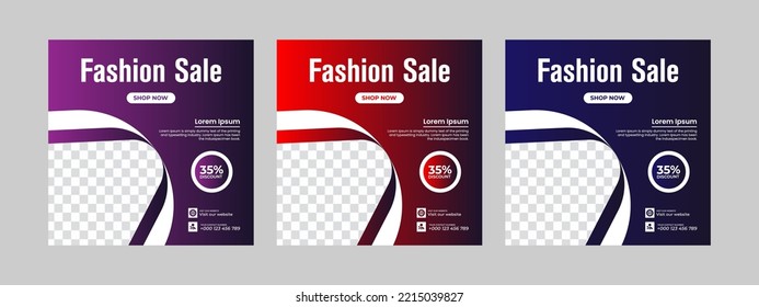 Set of minimal square social media banner template. Social media sale post. Flat and minimalist. Suitable for fashion social media posts and web internet ads.