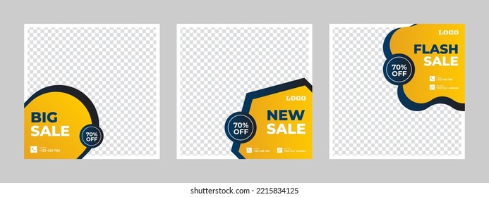 Set of minimal square social media banner template. Social media sale post. Flat and minimalist. Suitable for fashion social media posts and web internet ads.