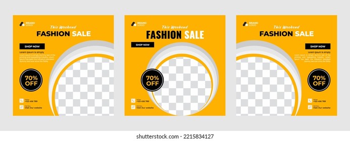 Set of minimal square social media banner template. Social media sale post. Flat and minimalist. Suitable for fashion social media posts and web internet ads.