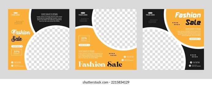 Set of minimal square social media banner template. Social media sale post. Flat and minimalist. Suitable for fashion social media posts and web internet ads.